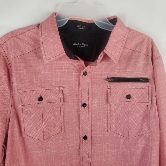 Eighty Eight Men's Casual Button Down Shirt in Red - Picture 5 of 15